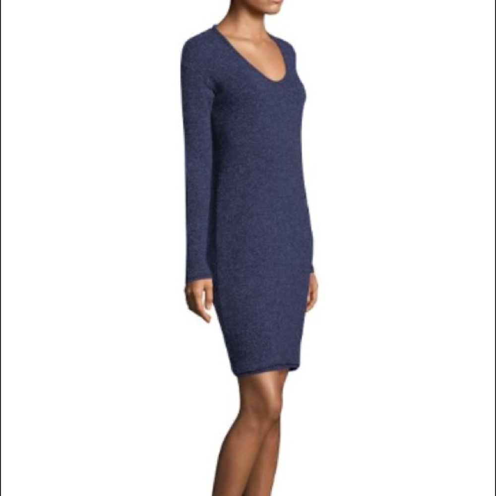 Navy Three Dots V-Neck Sweater Dress, Sz L
